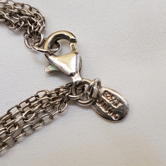 .925 STERLING SILVER 4 STRAND CHAIN WITH STONES AND TURQUOISE PENDANT W/ ACCENTS - Picture 7 of 13